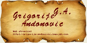 Grigorije Andonović vizit kartica